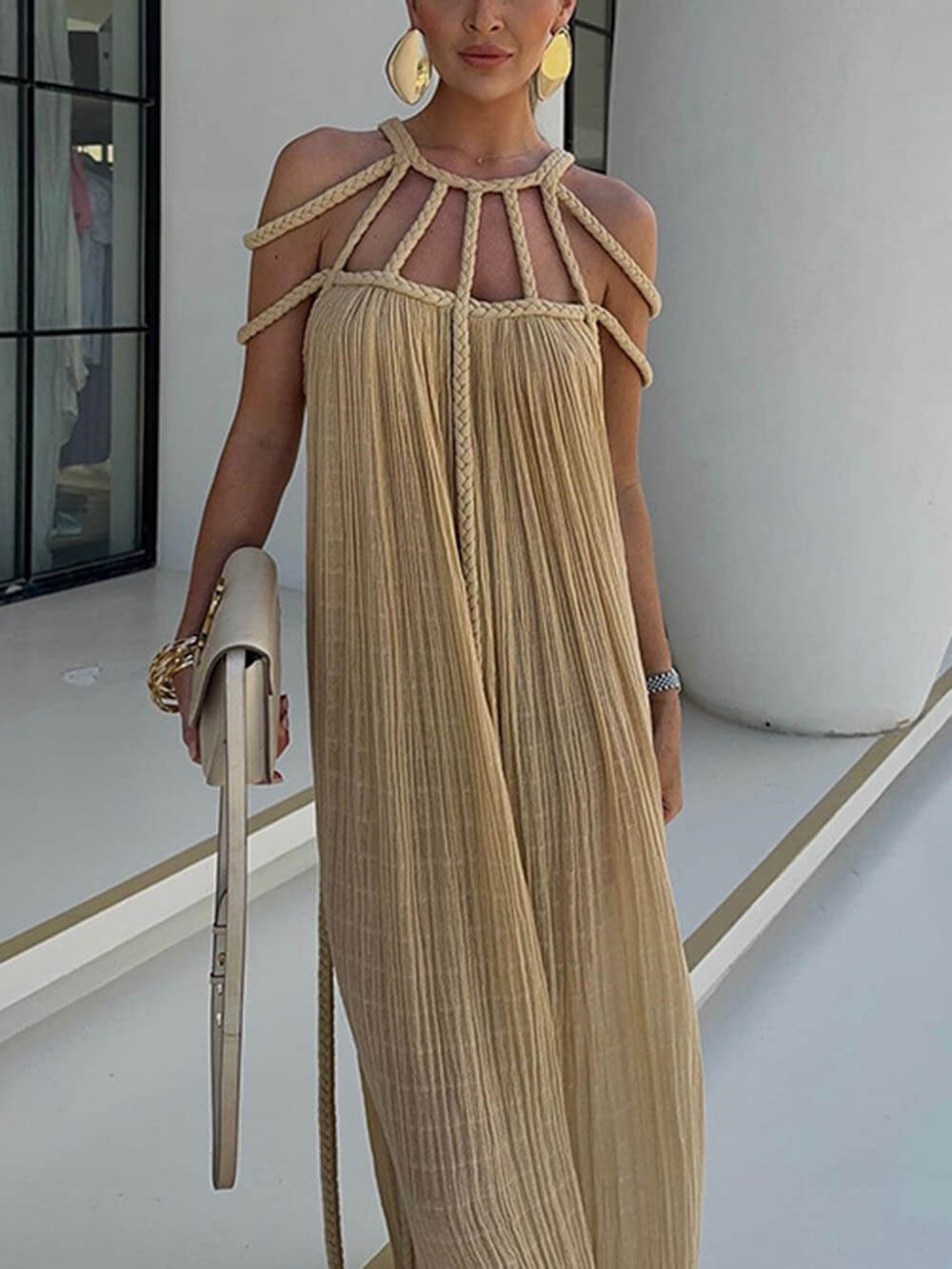 Effortless Draped Braids Maxi Dress Cover-Up