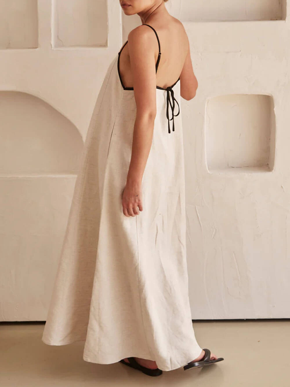 A-Line Summer Vibe Dress with Contrasting Suspender Straps