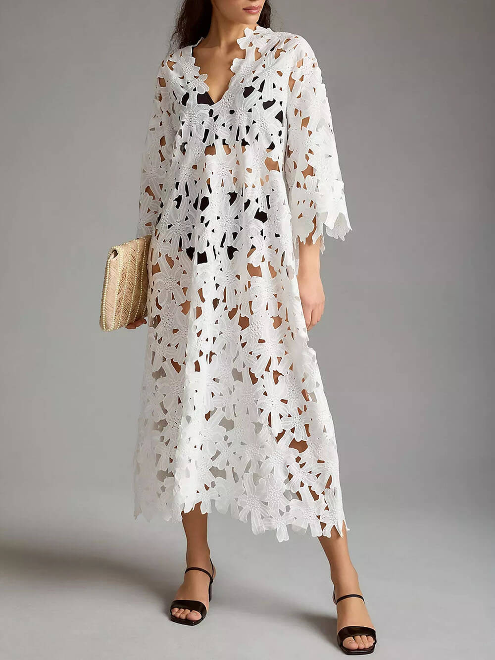 Lace-Detail Beach Cover-Up Midi Dress