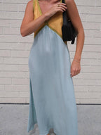 V-Neck Color-Block Chic Dress with Contrasting Panels