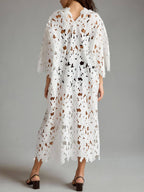 Lace-Detail Beach Cover-Up Midi Dress