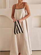 A-Line Summer Vibe Dress with Contrasting Suspender Straps