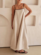 A-Line Summer Vibe Dress with Contrasting Suspender Straps