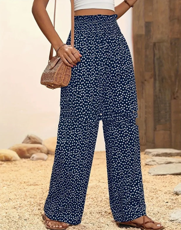 LUCIA POLKA DOT STRAIGHT-LEG TROUSERS