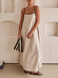 A-Line Summer Vibe Dress with Contrasting Suspender Straps