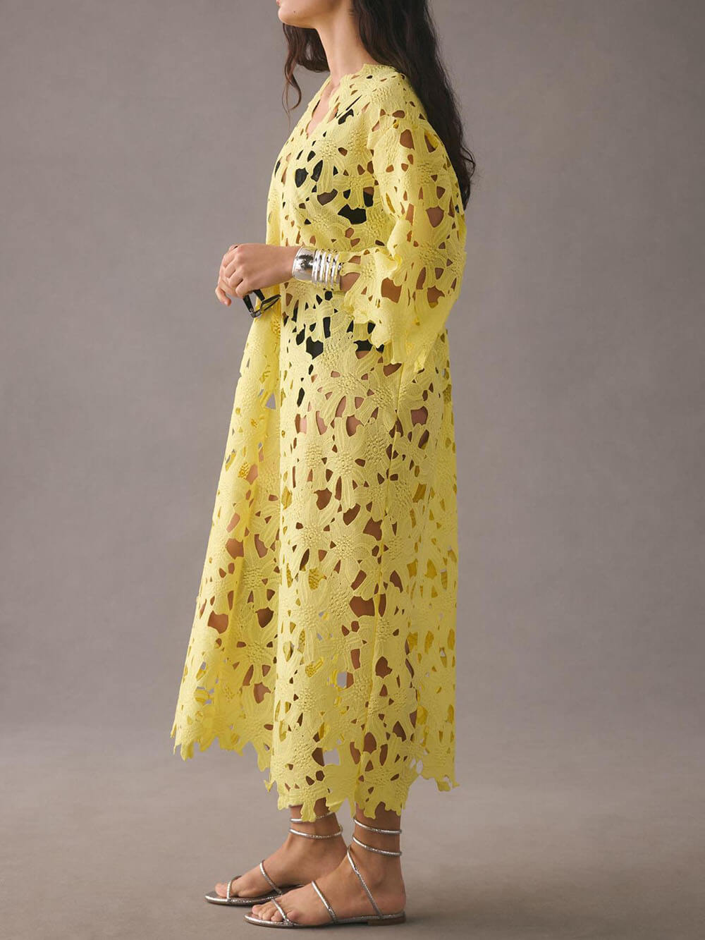 Lace-Detail Beach Cover-Up Midi Dress