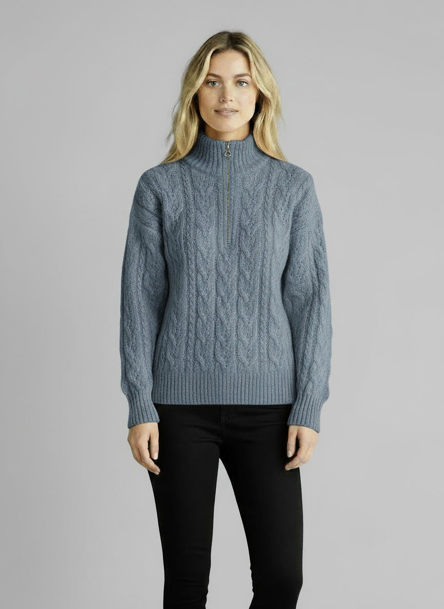 Amy Zip-Up Knit Sweater