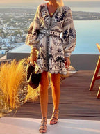 Chic Printed Beach Dress - Loose-Fit Mini