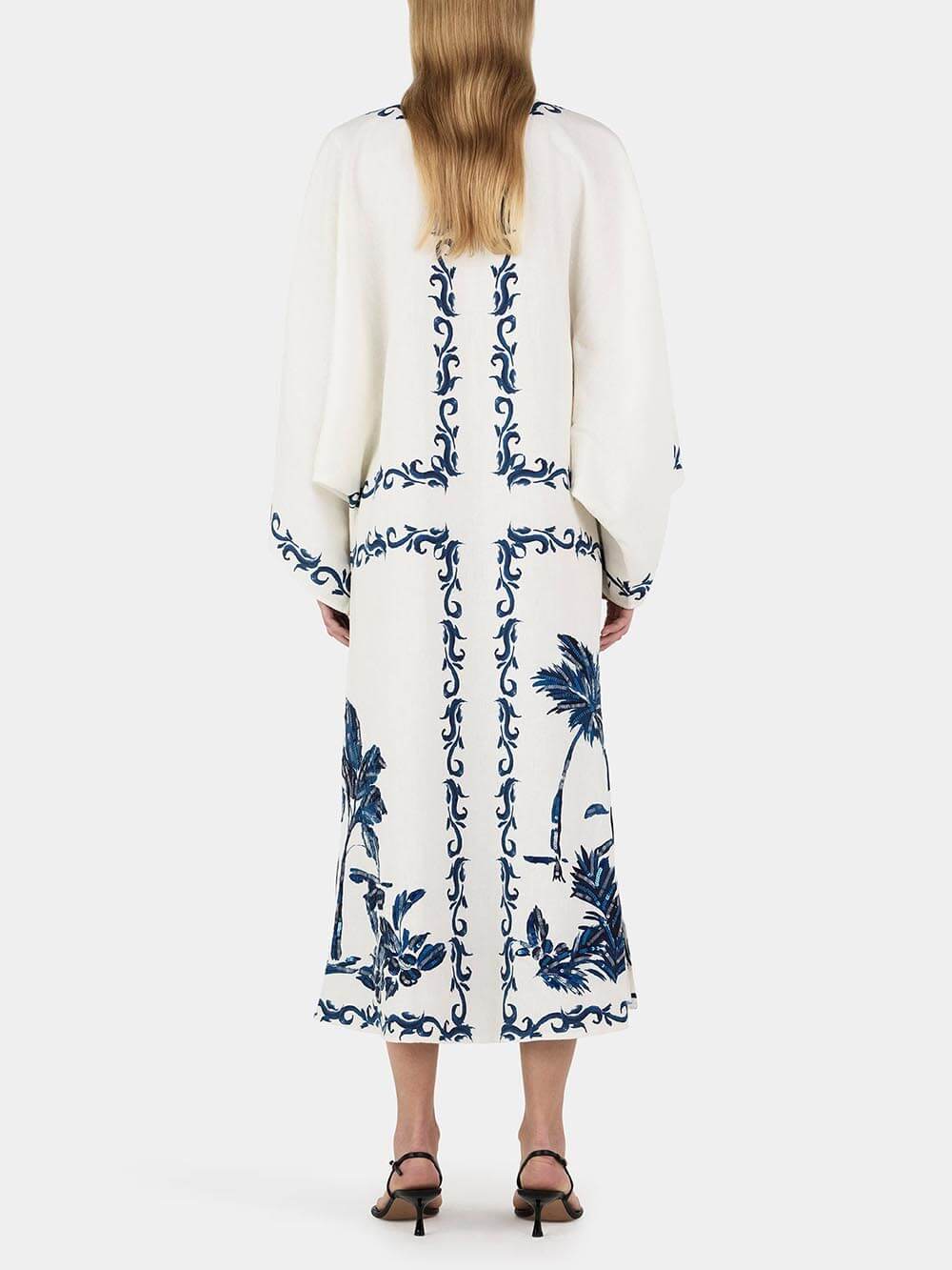 Vintage Hawaiian-Print Sequined Oversized Midi Dress with Relaxed Fit