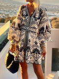 Chic Printed Beach Dress - Loose-Fit Mini