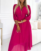 Mira Waist-Cinched Midi Dress