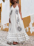 One-of-a-Kind Ethnic Print V-Neck Dress Under The Sun