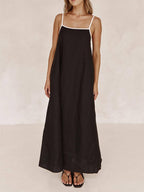 A-Line Summer Vibe Dress with Contrasting Suspender Straps