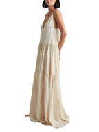 Summer Vacation Deep-V Neckline Strappy Maxi Dress - Breezy, Beach-Ready Style