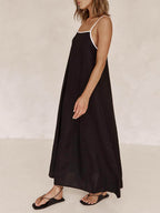 A-Line Summer Vibe Dress with Contrasting Suspender Straps