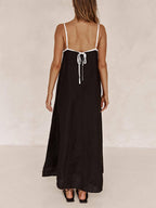 A-Line Summer Vibe Dress with Contrasting Suspender Straps