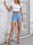 Lila Vintage-Style Stretch Denim Shorts