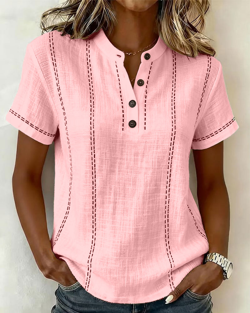 Aria Linen Button Top