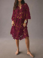 Lace-Detail Beach Cover-Up Midi Dress