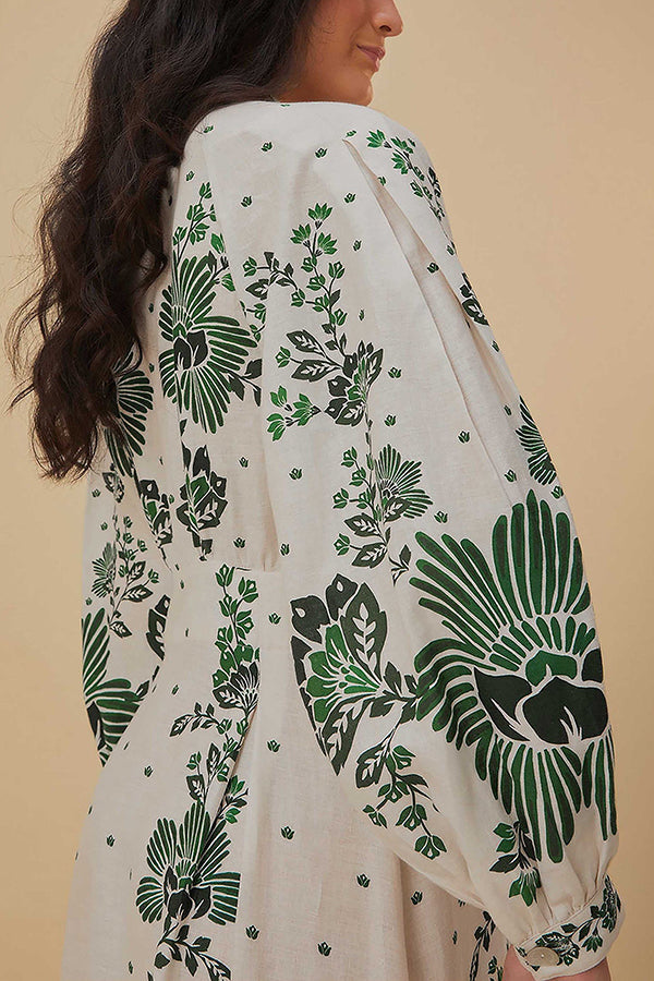 One-of-a-Kind Print Button-Down Maxi Dress with Long-Sleeve Shirt-Style Top