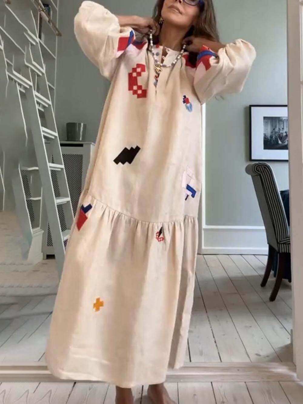 One-of-a-Kind Ethnic-Print Lightweight Maxi Dress