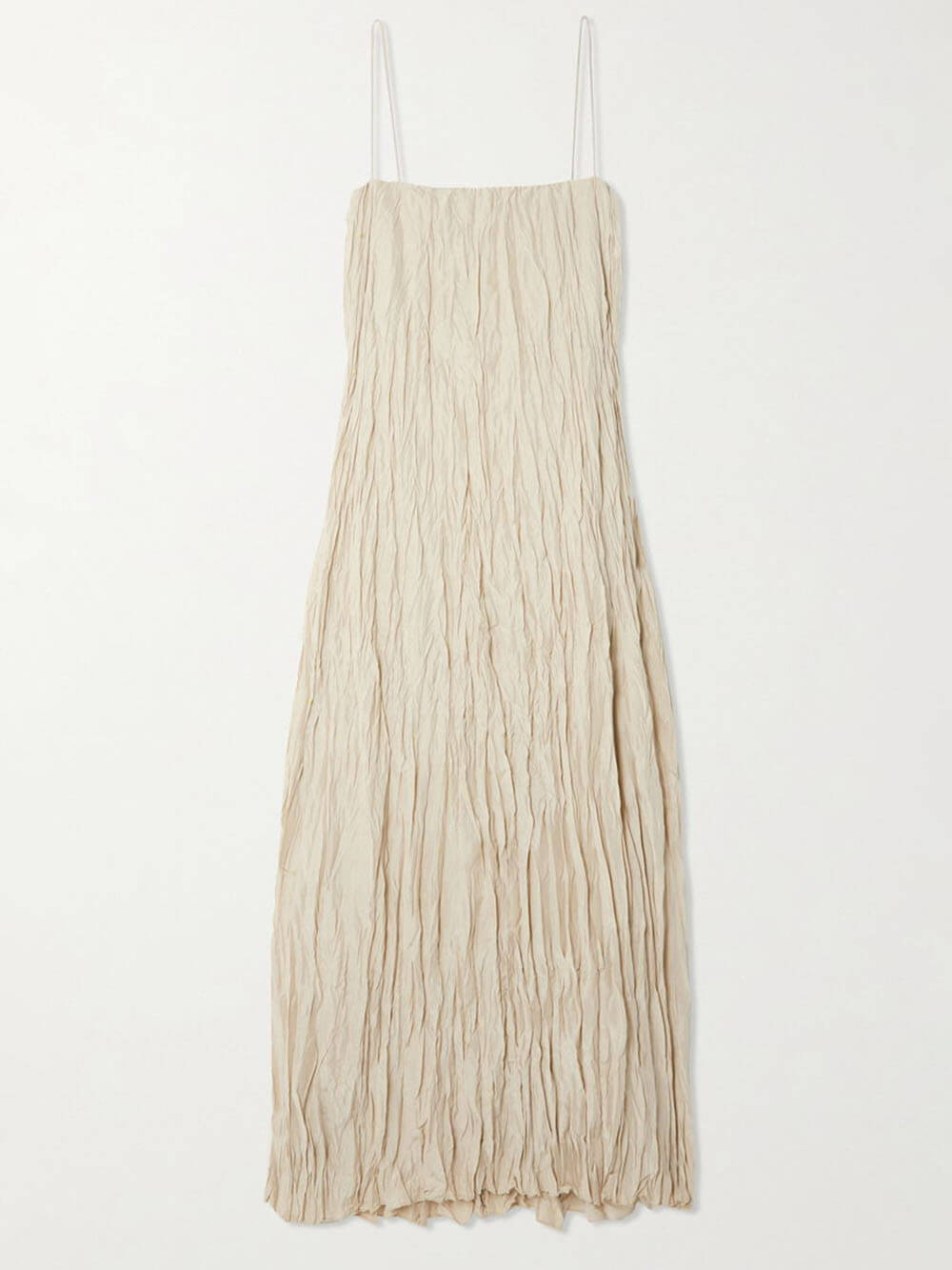 Stunning Pleated Maxi Dress with Elegant Suspender Straps