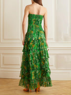 Floral-Print Strapless Layered Bandeau Maxi Dress