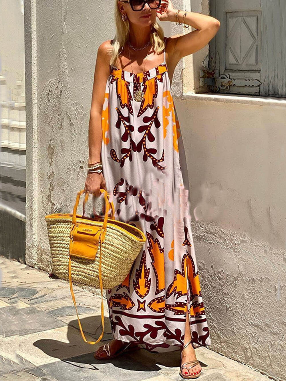 Boho Ethnic-Print Cami Maxi Dress - Relaxed Fit