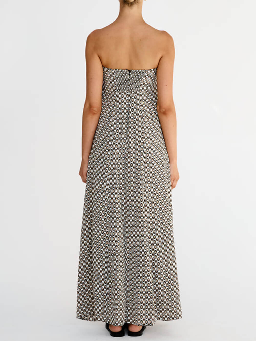Bohemian Diamond-Print Maxi Dress - Flowy Boho-Chic Style
