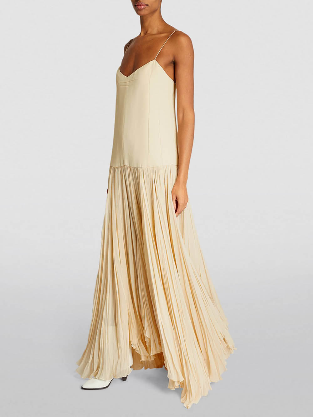 Strappy Drop-Waist Dress with Asymmetrical Hem