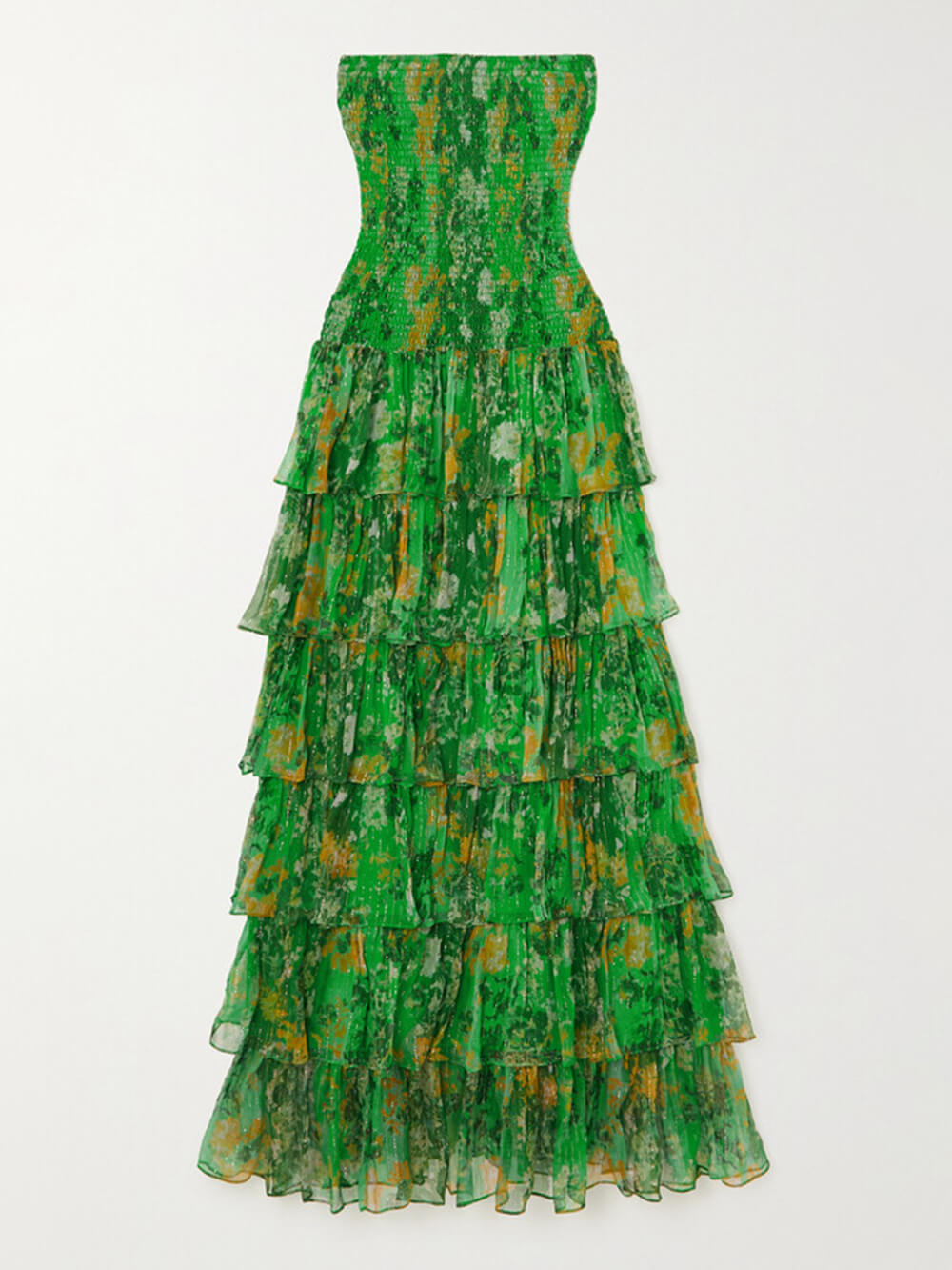 Floral-Print Strapless Layered Bandeau Maxi Dress