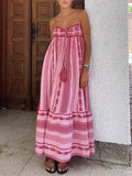 Boho Crochet Patchwork Maxi Dress - Ethnic-Style Knitted Slip Dress