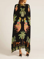 Unique Drop-Shoulder Dress with Coconut Tree Print