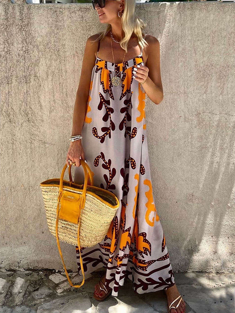 Boho Ethnic-Print Cami Maxi Dress - Relaxed Fit