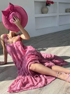 Floral Decor A-Line Layered Maxi Dress with Loose Fit