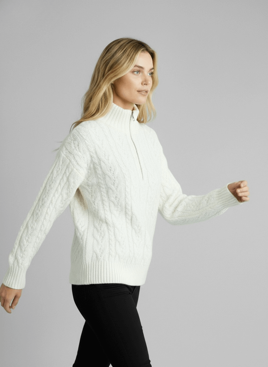 Amy Zip-Up Knit Sweater