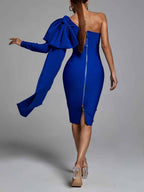 Abbey Blue One-Shoulder Bandage Dress
