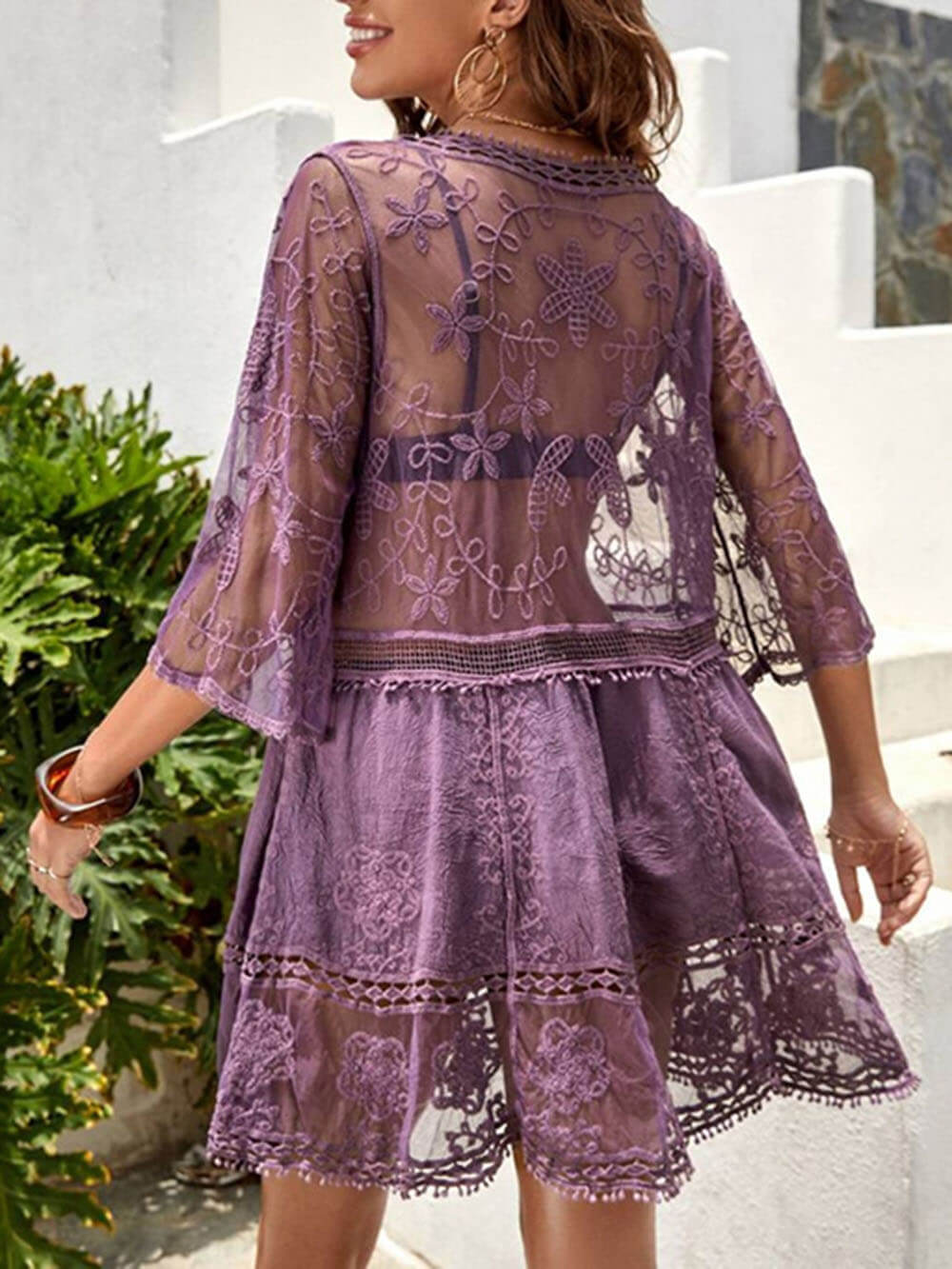 Effortless Loose Lace Beach Cover-Up Dress for Bikini Vacations