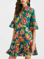 Grace Floral Print Mini Dress with Unique Flora Design