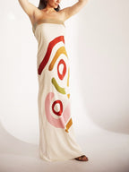 Chic Spotted-Print Midi Dress with Unique Design