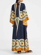 Twill Maxi Dress with Art Deco Print