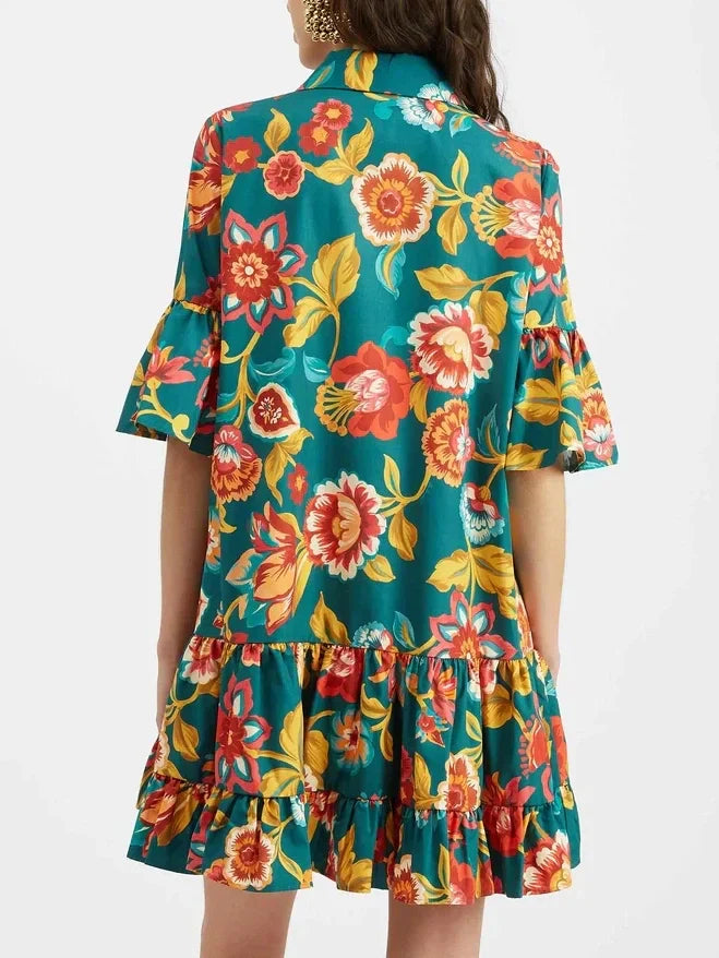 Grace Floral Print Mini Dress with Unique Flora Design
