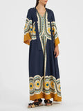 Twill Maxi Dress with Art Deco Print
