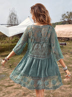 Effortless Loose Lace Beach Cover-Up Dress for Bikini Vacations