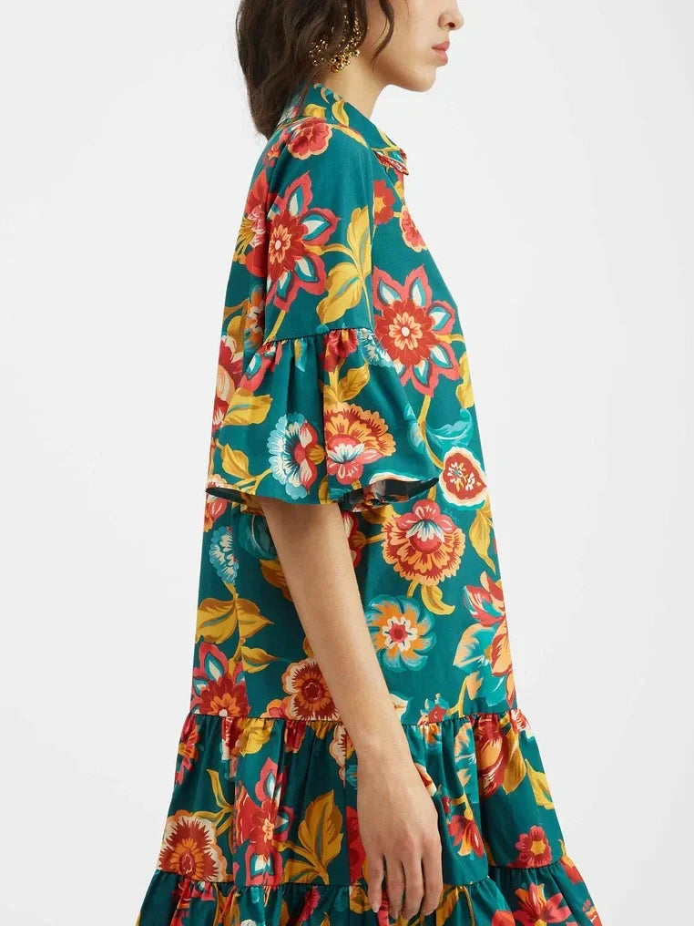 Grace Floral Print Mini Dress with Unique Flora Design