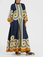 Twill Maxi Dress with Art Deco Print