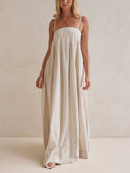 Chic Halter-Neck Striped Maxi Dress - Casual Summer Style