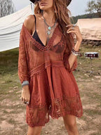 Effortless Loose Lace Beach Cover-Up Dress for Bikini Vacations