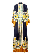 Twill Maxi Dress with Art Deco Print