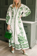 One-of-a-Kind Print Button-Down Maxi Dress with Long-Sleeve Shirt-Style Top